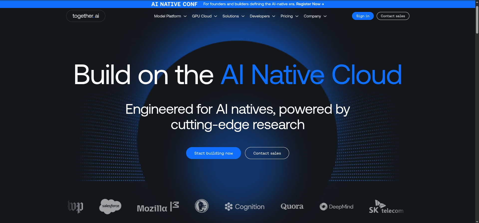 Together AI homepage
